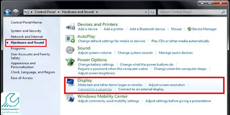 تنظیمات اتصال لپ تاپ دل به پروژکتور از طریق ویندوز 7